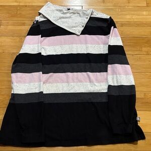 Talbots Speckled Knit Top in Cream and Black